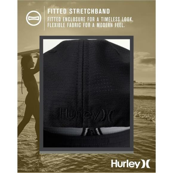 Mens fitted baseball cap curved bill lightweight breathable dri fit black hat - Picture 5 of 8